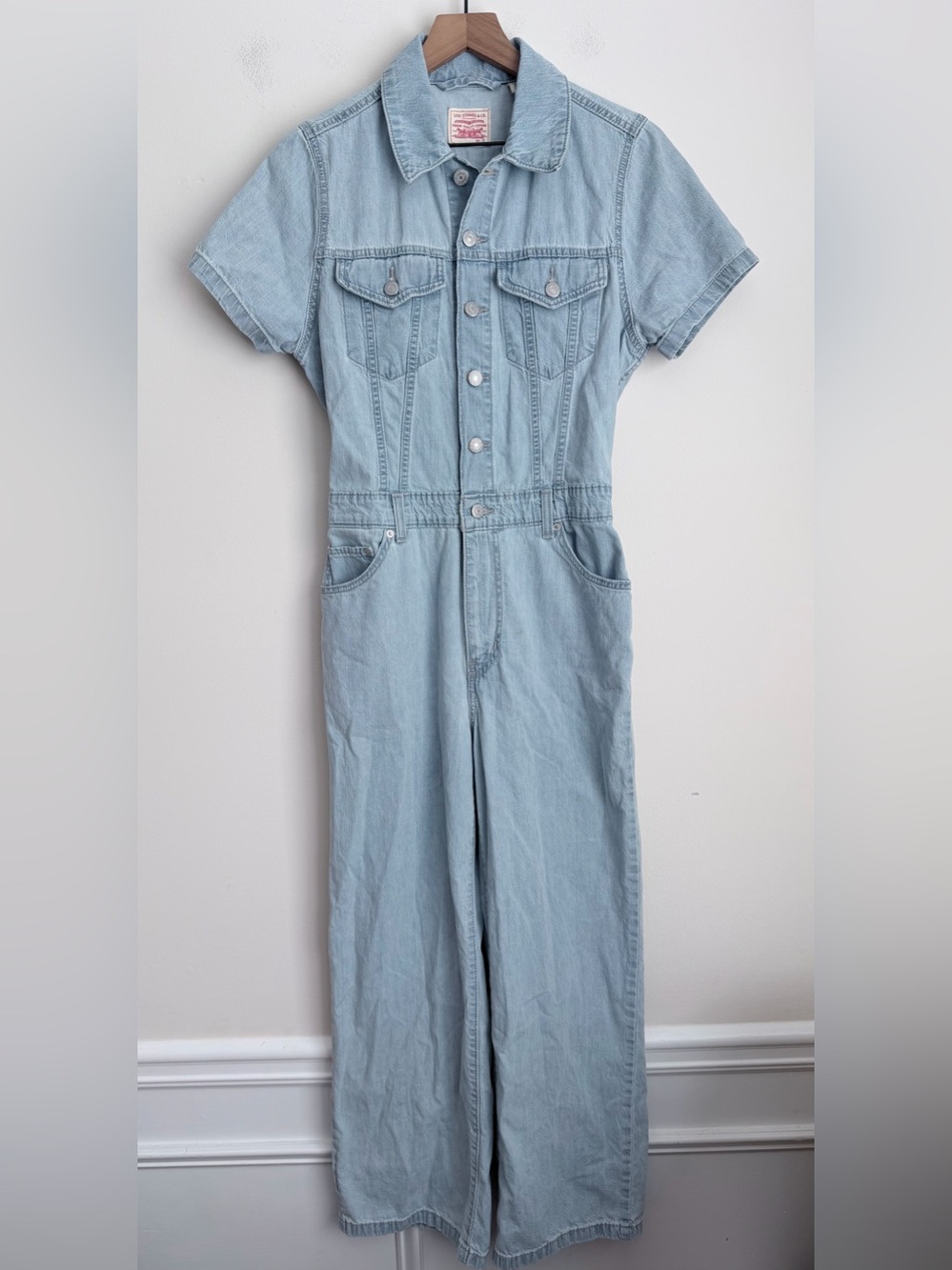 Levi’s denim jumpsuit wide leg size light blue S